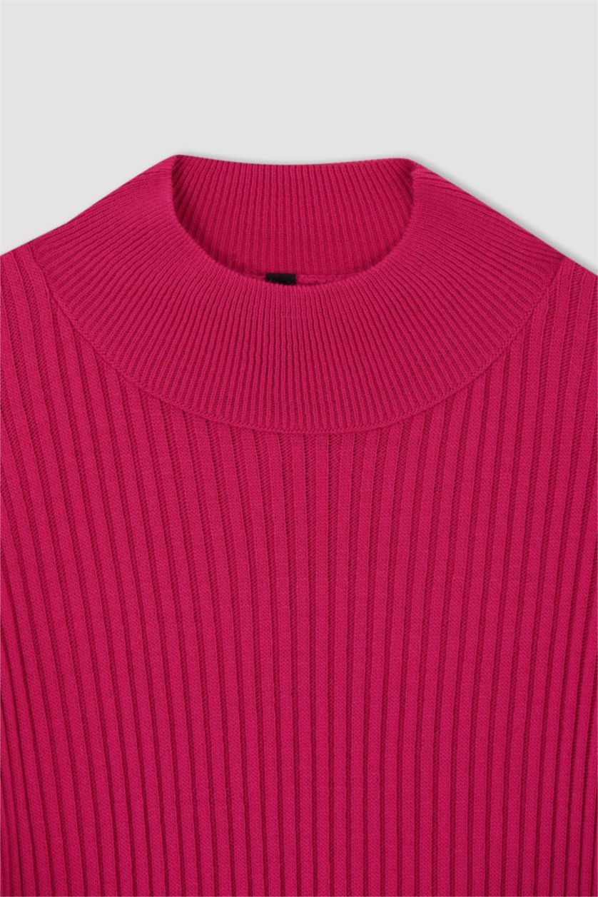 FEMME Rose Foncé Slim Fit Ribana Pullover