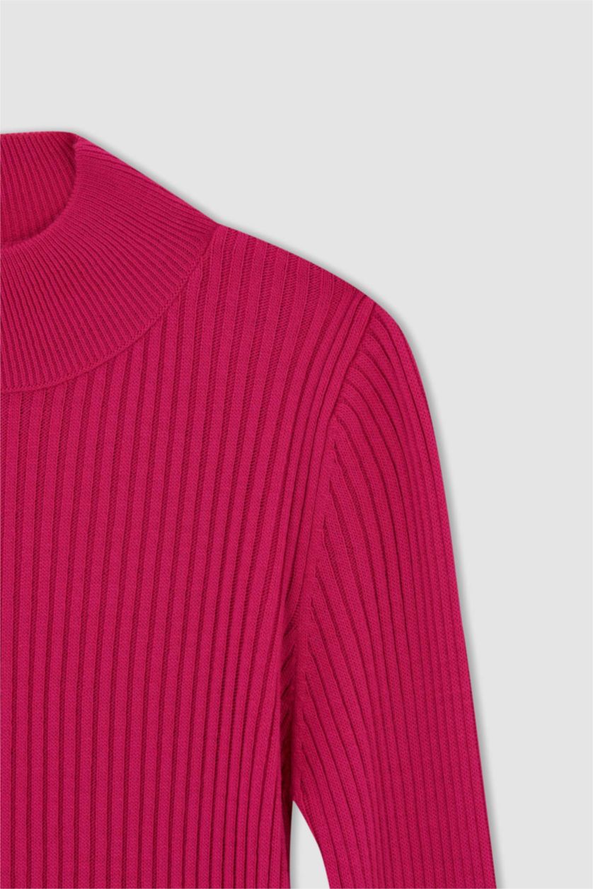 FEMME Rose Foncé Slim Fit Ribana Pullover