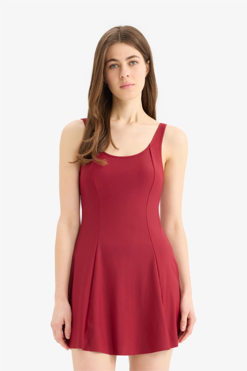 Kadın Bordo Regular Fit Etekli Mayo