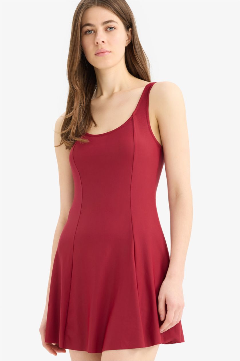 Kadın Bordo Regular Fit Etekli Mayo