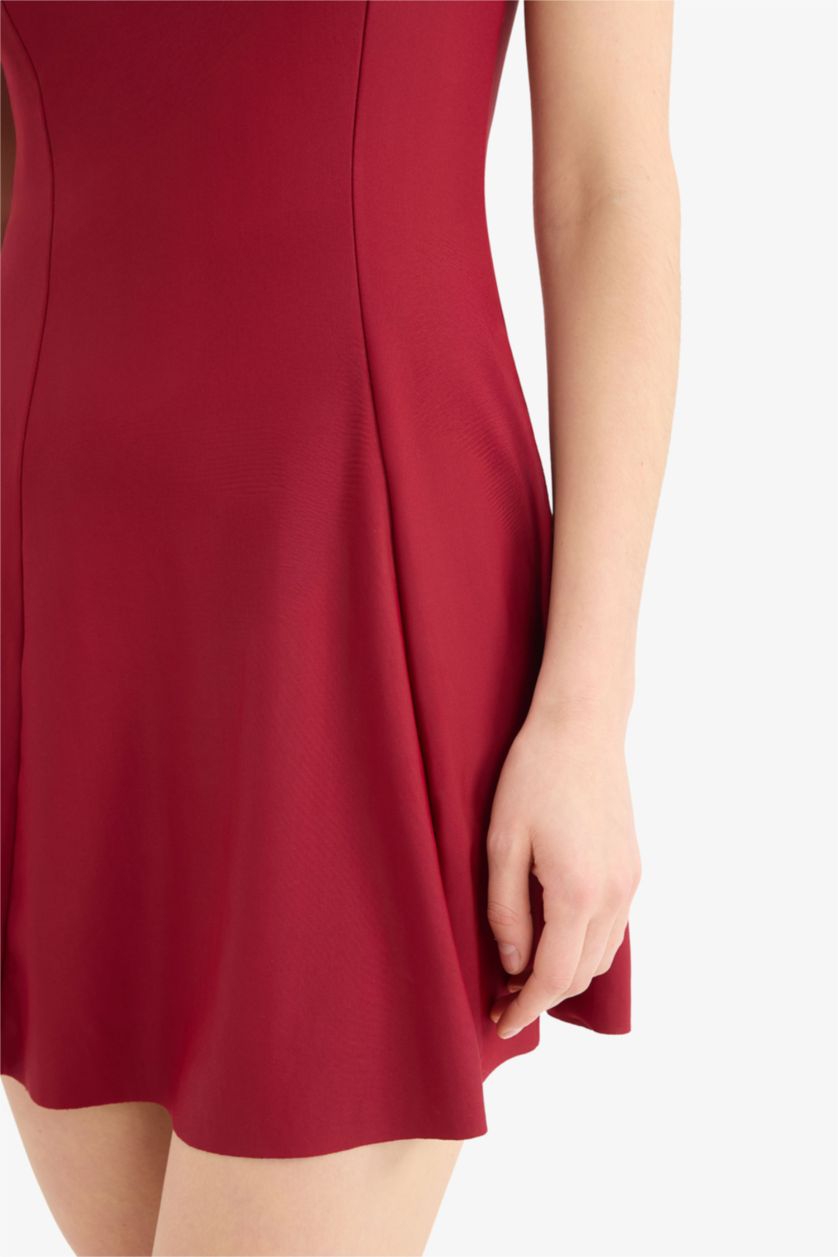 Kadın Bordo Regular Fit Etekli Mayo