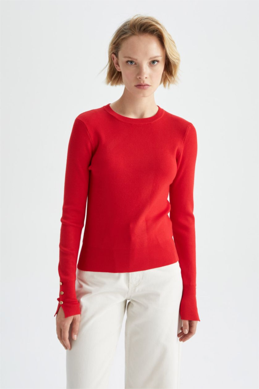 WOMAN Red Slim Fit Pullover
