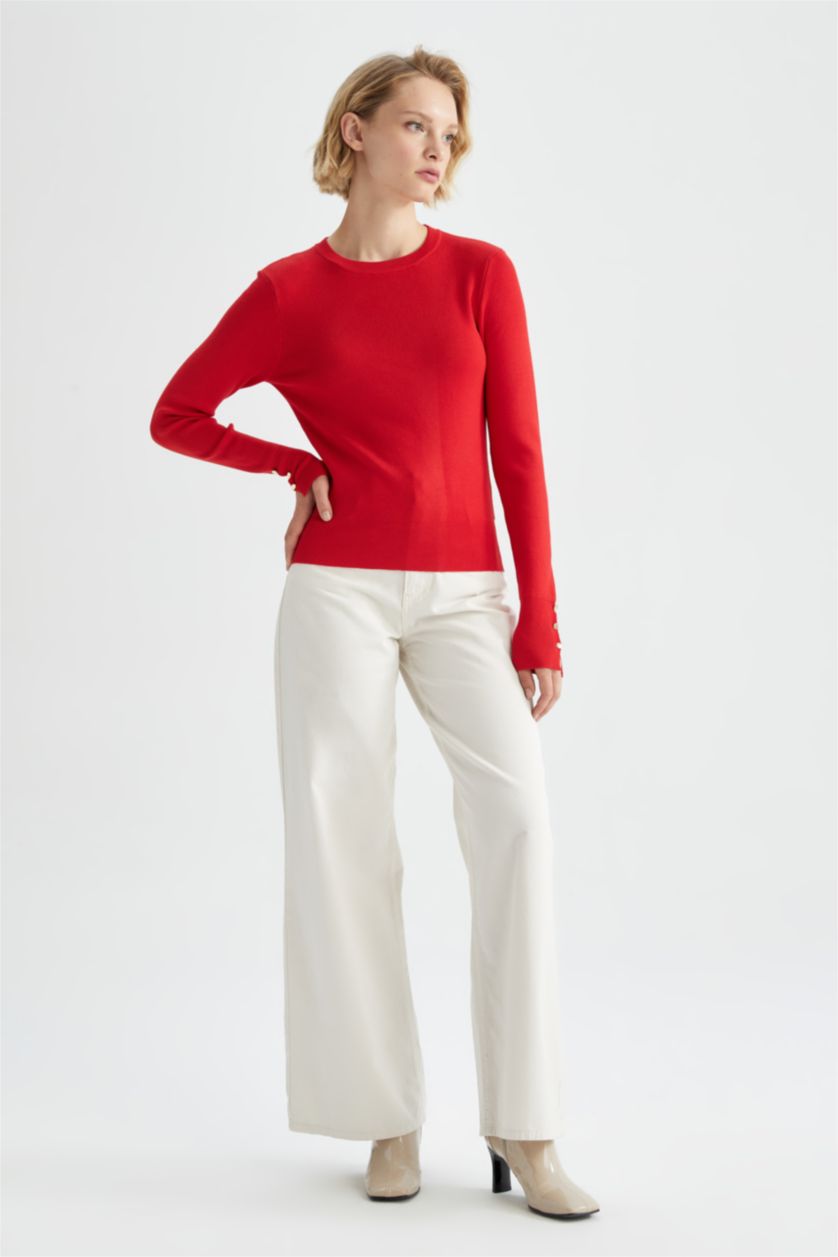 WOMAN Red Slim Fit Pullover
