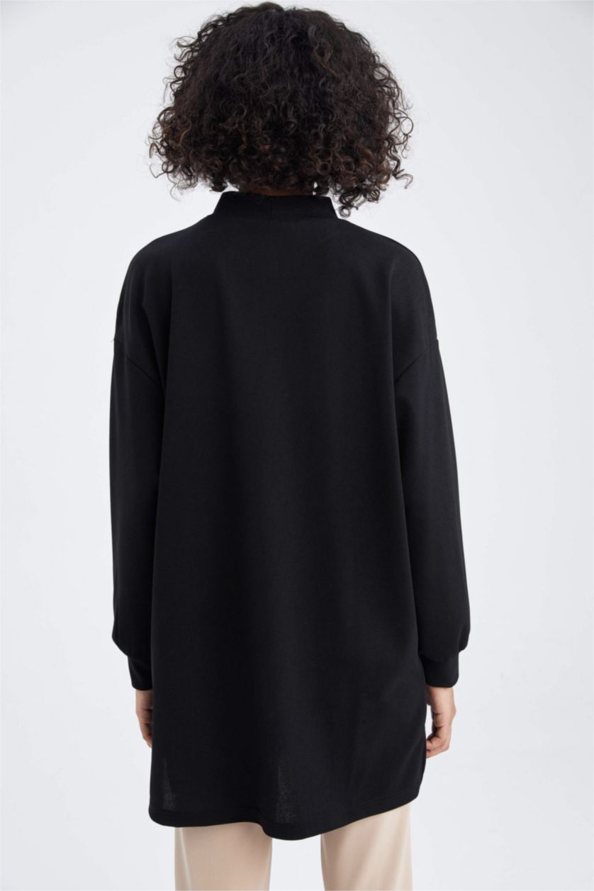 WOMAN Black Relax Fit Crepe Half Turtleneck Sweat Tunic