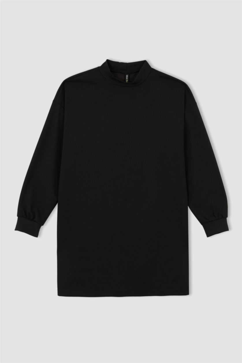 WOMAN Black Relax Fit Crepe Half Turtleneck Sweat Tunic