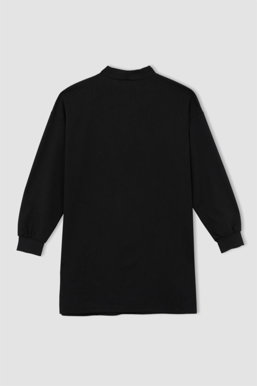 WOMAN Black Relax Fit Crepe Half Turtleneck Sweat Tunic