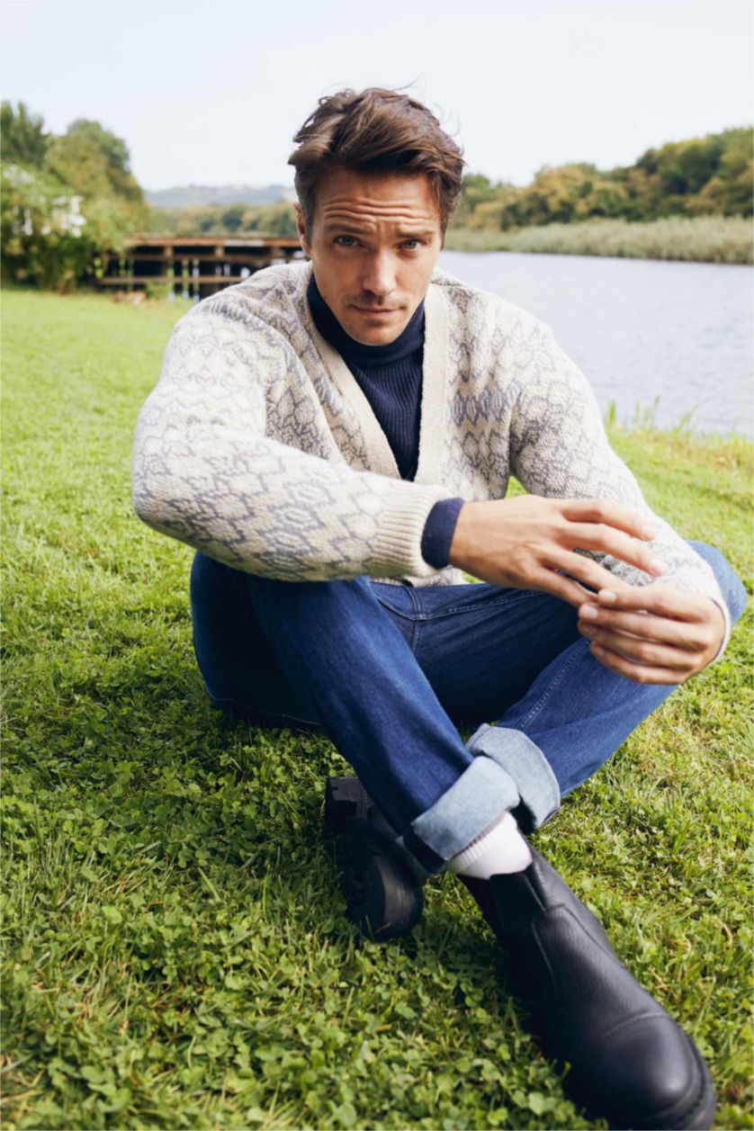 MAN Light Beige Melange Relax Fit Cardigan