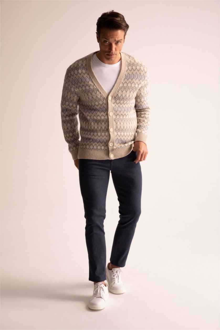 MAN Light Beige Melange Relax Fit Cardigan