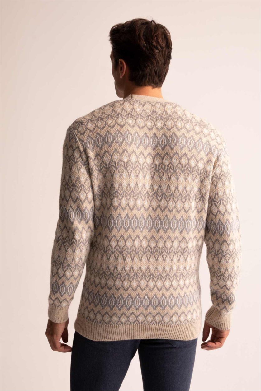 MAN Light Beige Melange Relax Fit Cardigan