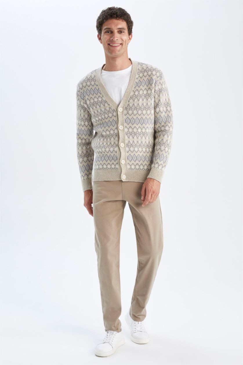 MAN Light Beige Melange Relax Fit Cardigan
