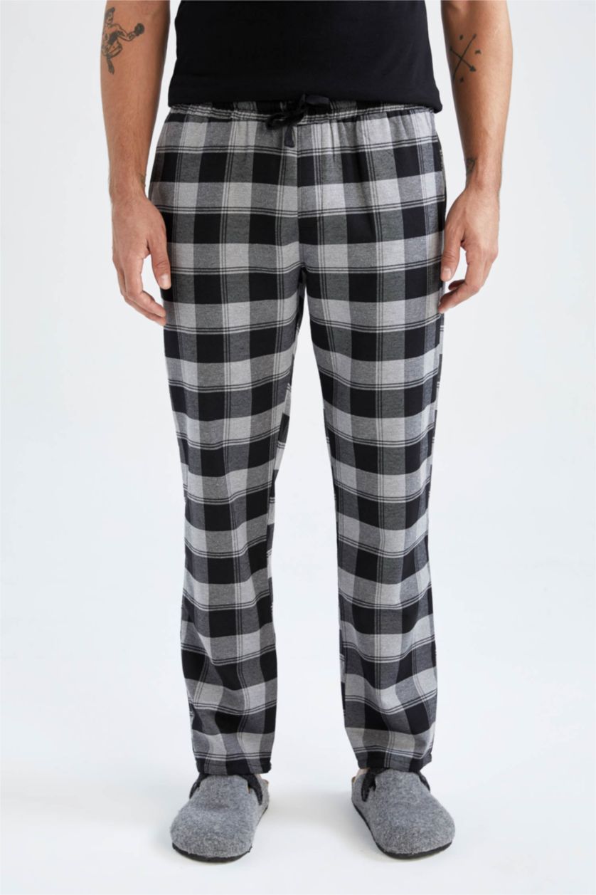 رجال أسود بنطلون فلانيل قصة عادية بجيب