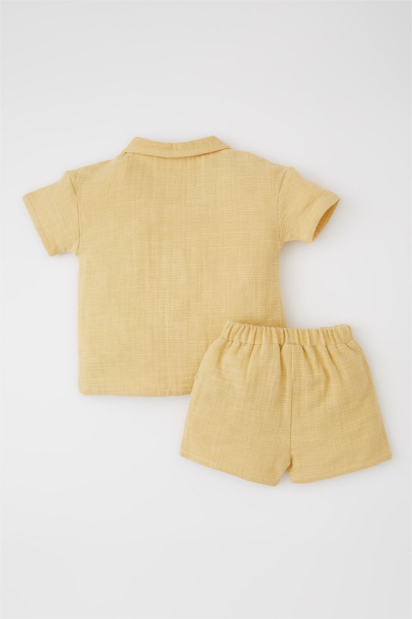 BÉBÉ GARÇON Jaune Clair Ensemble Short Et Chemise Regular Fit Garçon En Coton - Deux Pièces
