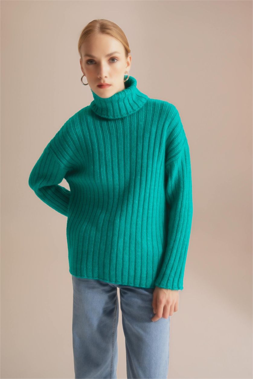 نساء أخضر تونيك واسع برقبة مدورة