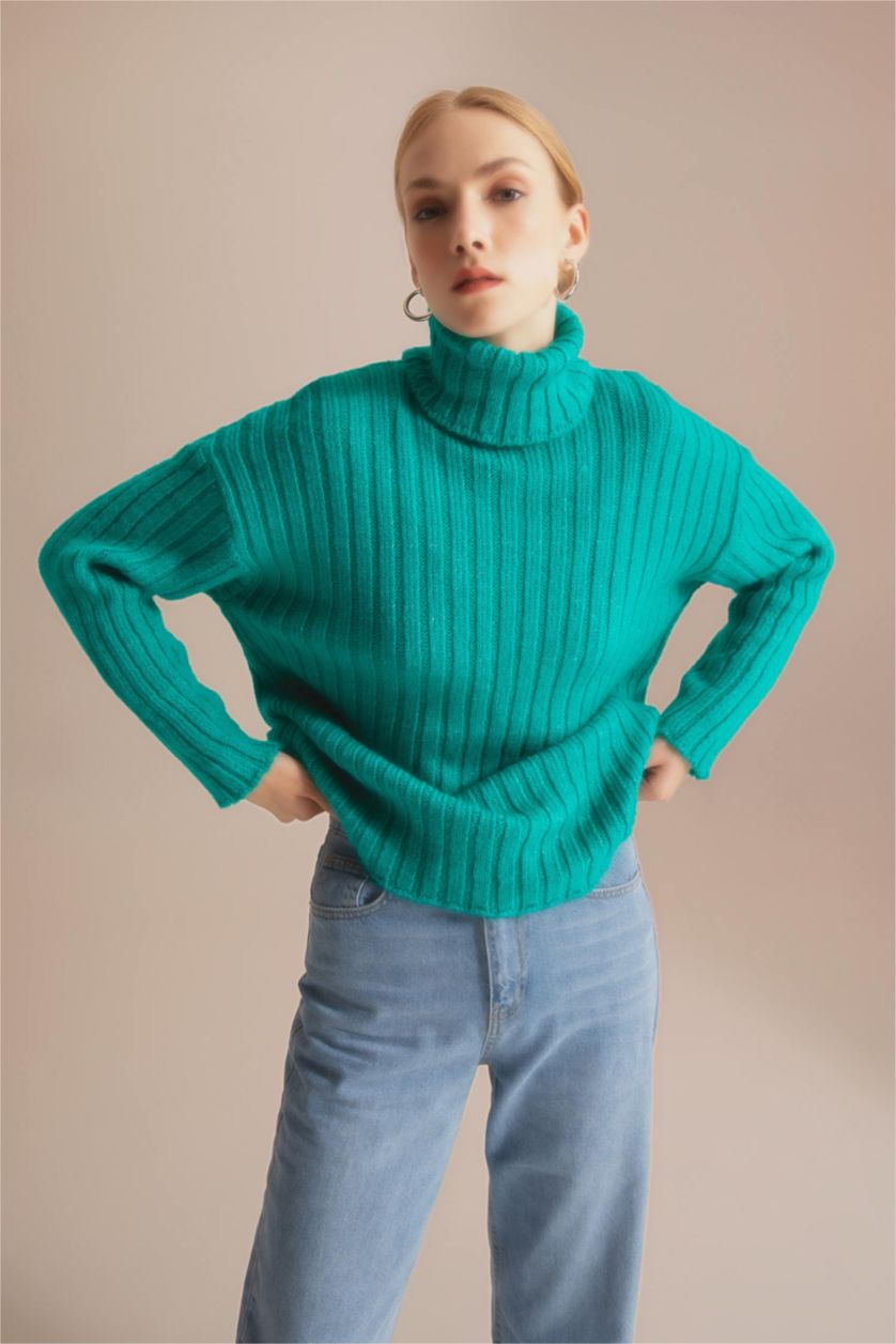 نساء أخضر تونيك واسع برقبة مدورة