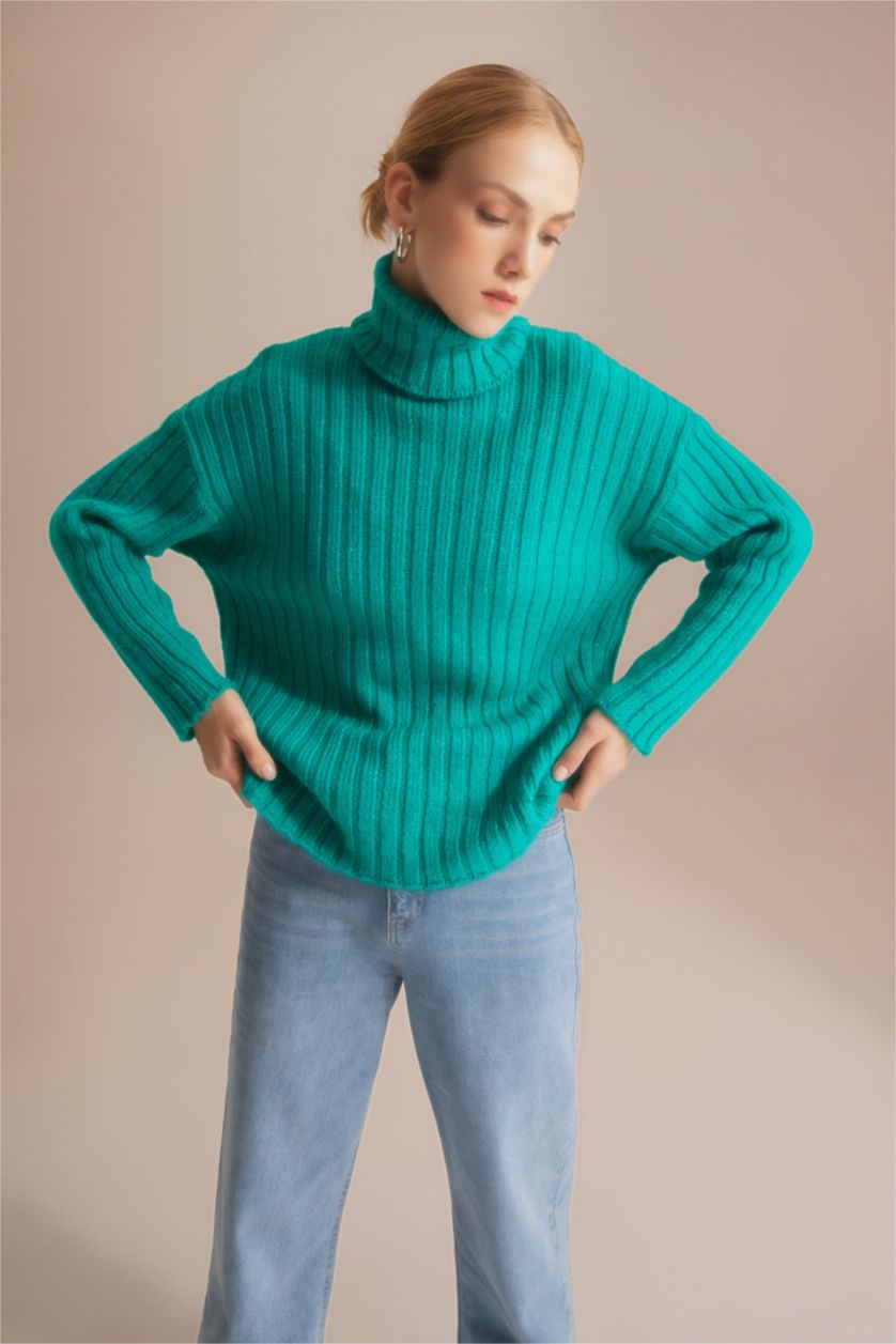 نساء أخضر تونيك واسع برقبة مدورة