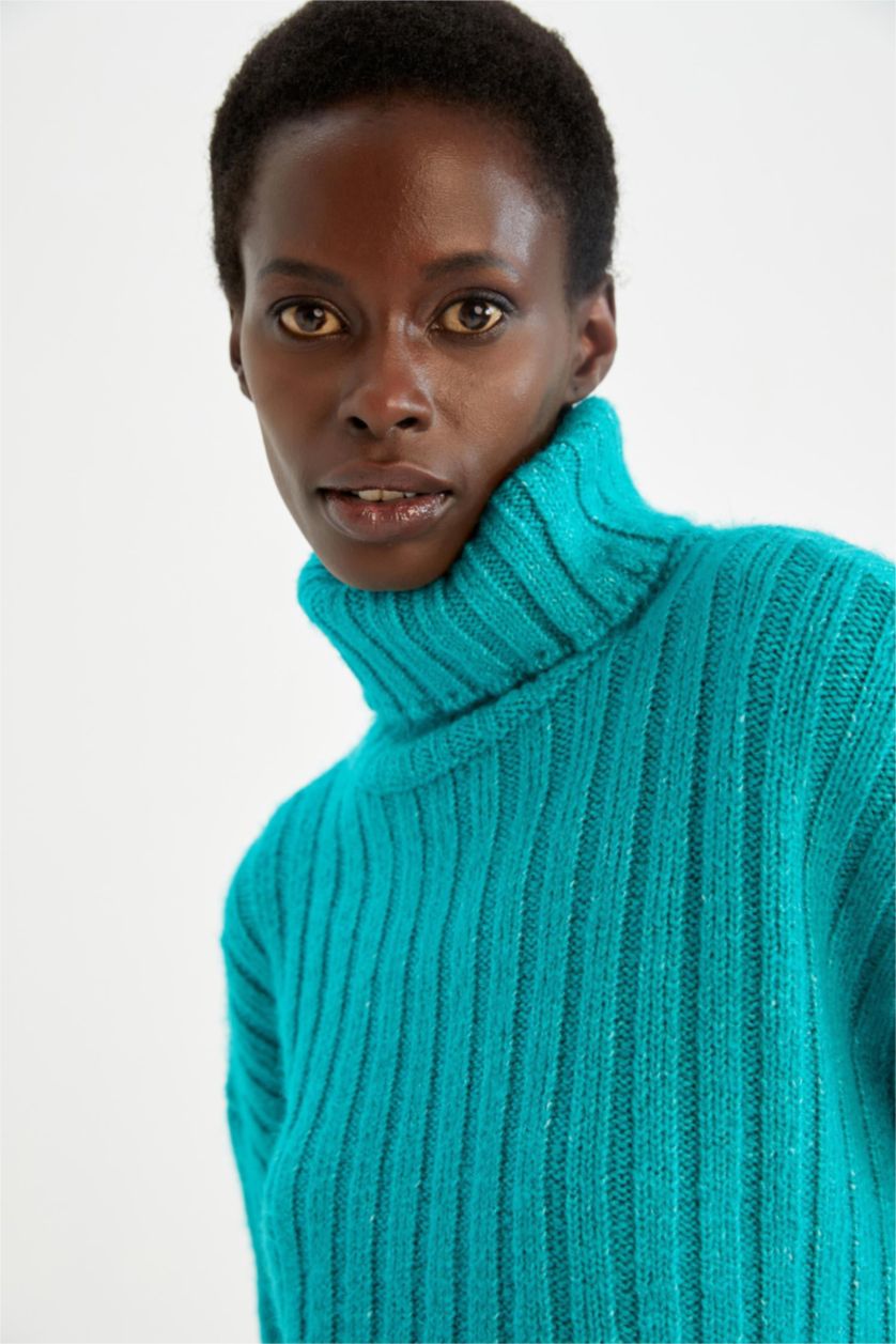 نساء أخضر تونيك واسع برقبة مدورة