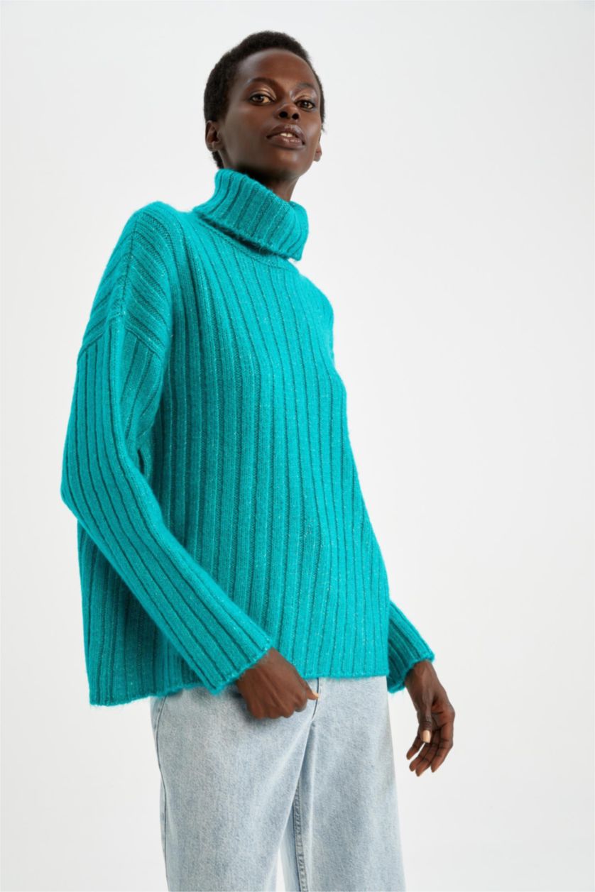 نساء أخضر تونيك واسع برقبة مدورة