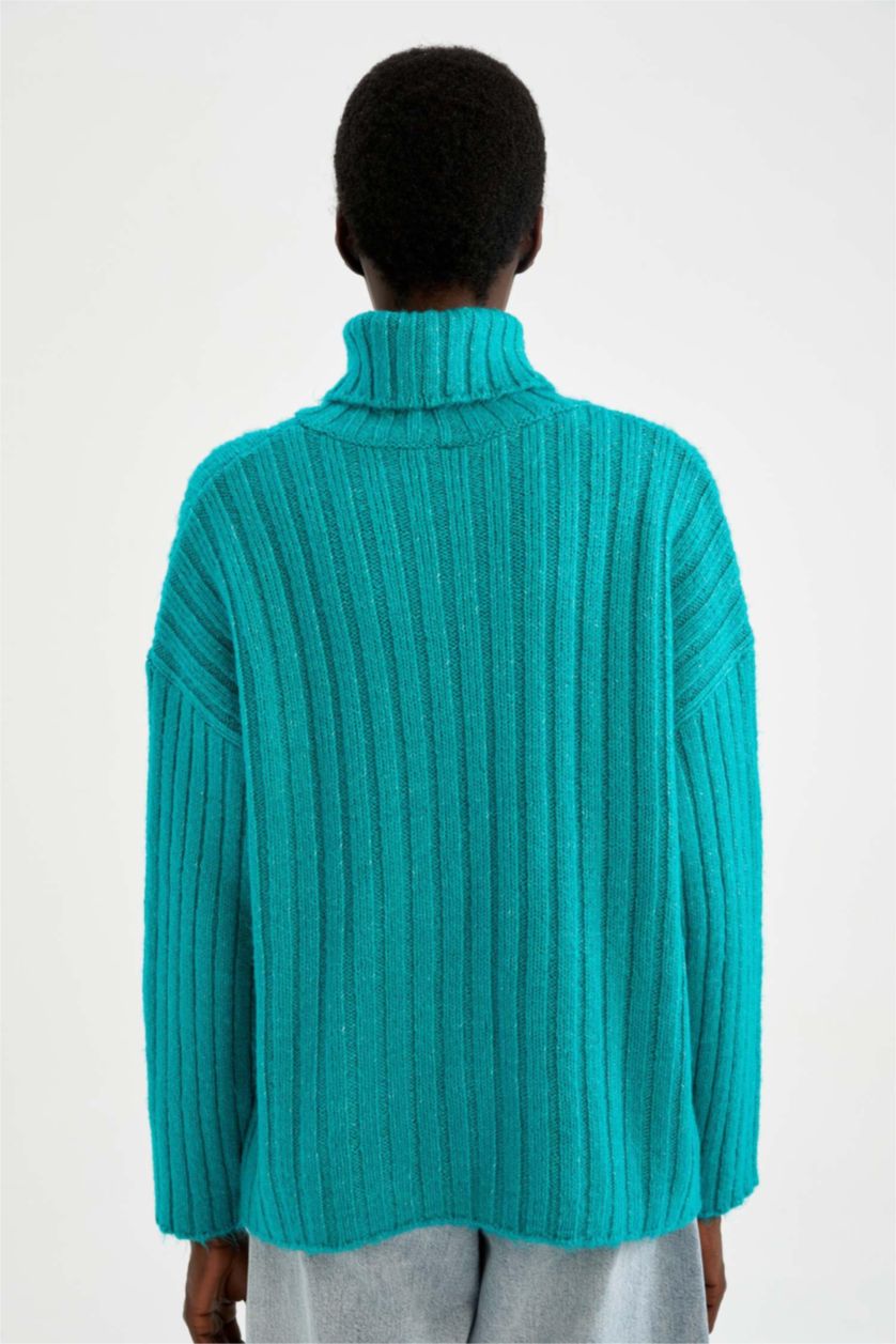 نساء أخضر تونيك واسع برقبة مدورة