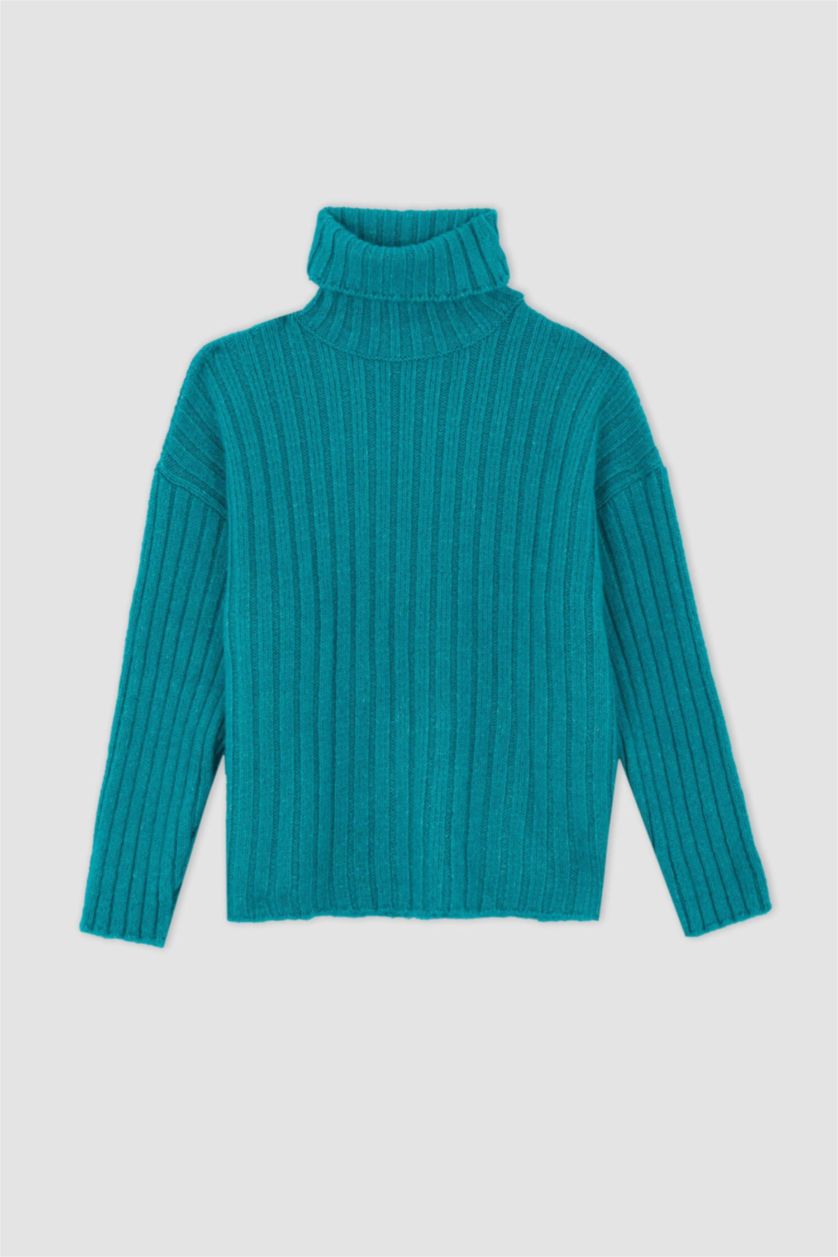 نساء أخضر تونيك واسع برقبة مدورة