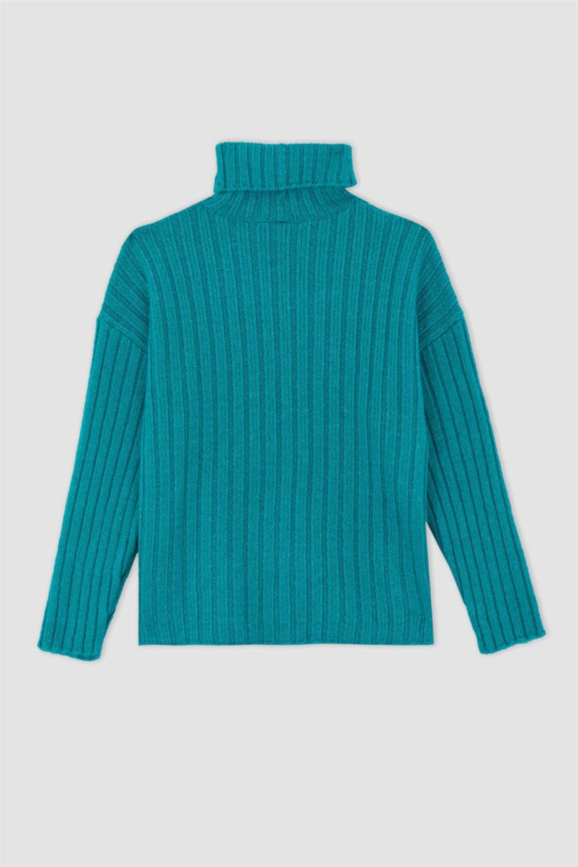 نساء أخضر تونيك واسع برقبة مدورة