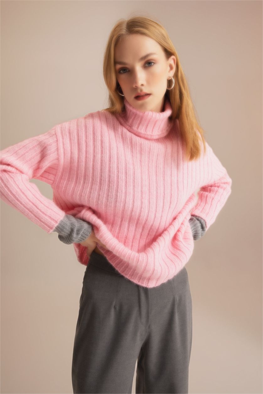 نساء زهري تونيك واسع برقبة مدورة