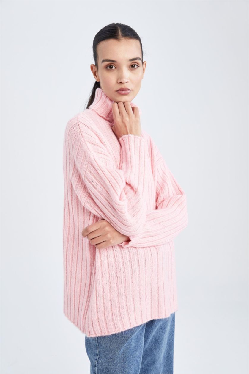 نساء زهري تونيك واسع برقبة مدورة