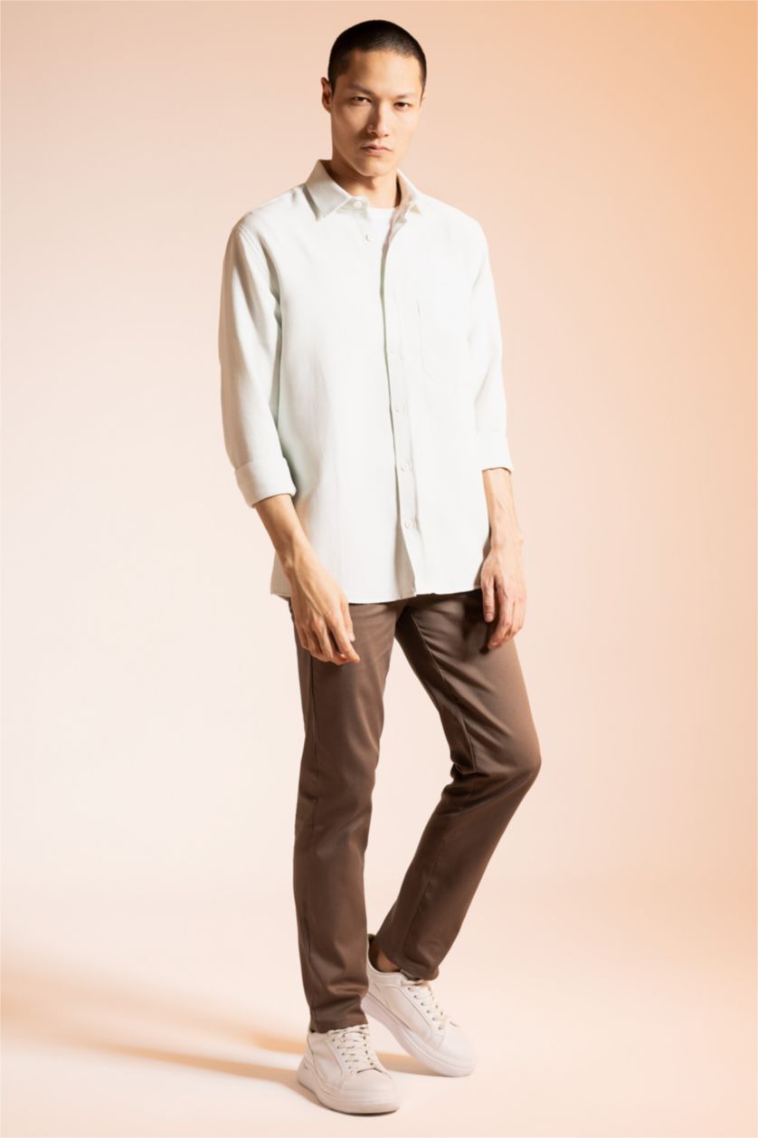 HOMME Marron Pantalon Chino Coupe Slim