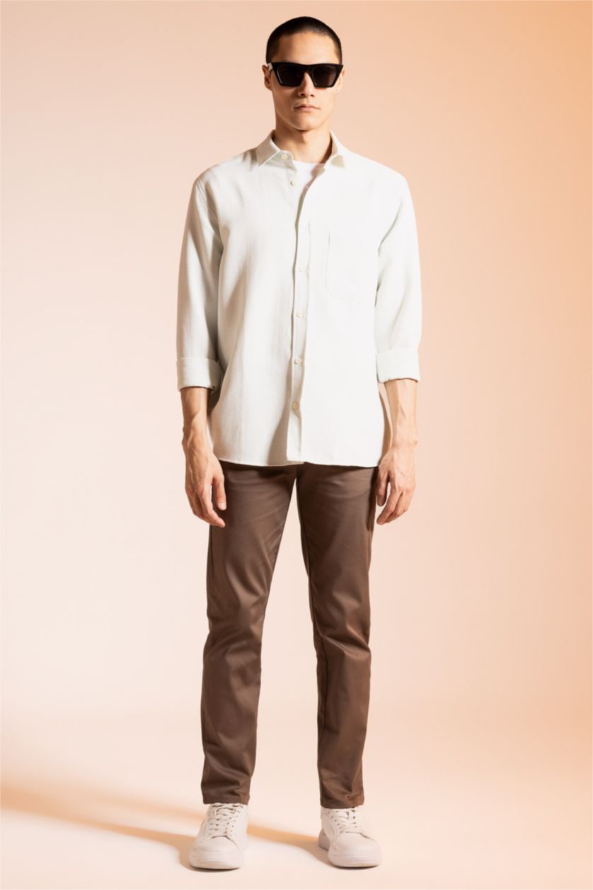 HOMME Marron Pantalon Chino Coupe Slim