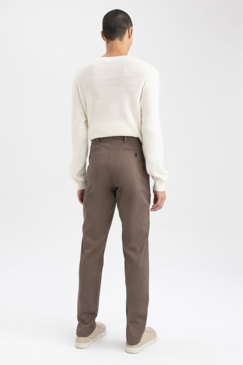 HOMME Marron Pantalon Chino Coupe Slim