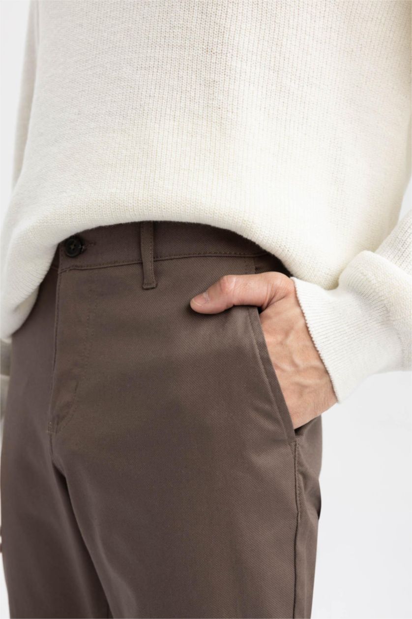 HOMME Marron Pantalon Chino Coupe Slim