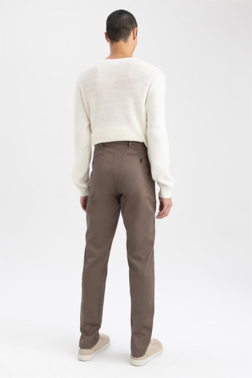 HOMME Marron Pantalon Chino Coupe Slim