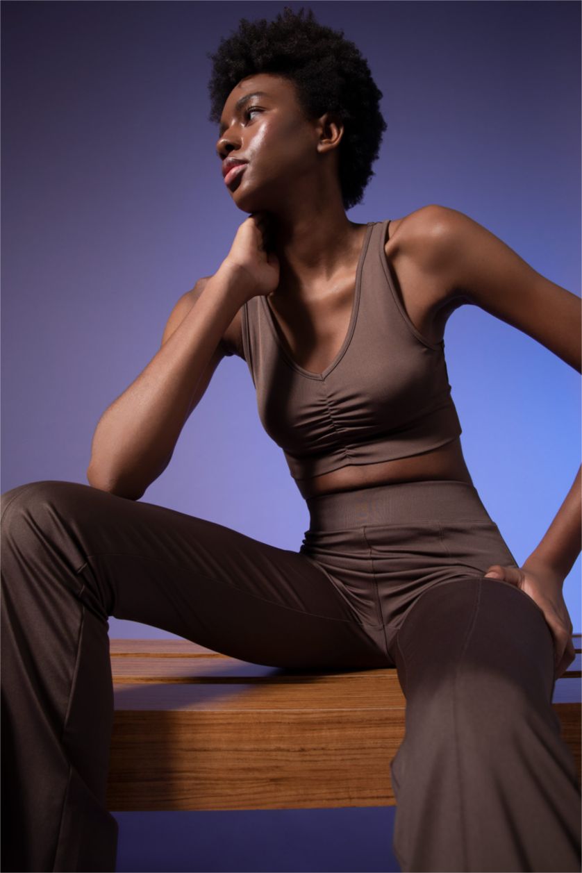 FEMME Marron Defacto Fit V Neck Athlète Athlète