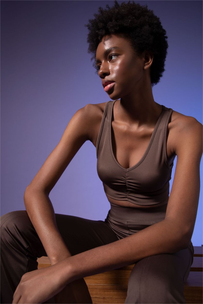 FEMME Marron Defacto Fit V Neck Athlète Athlète