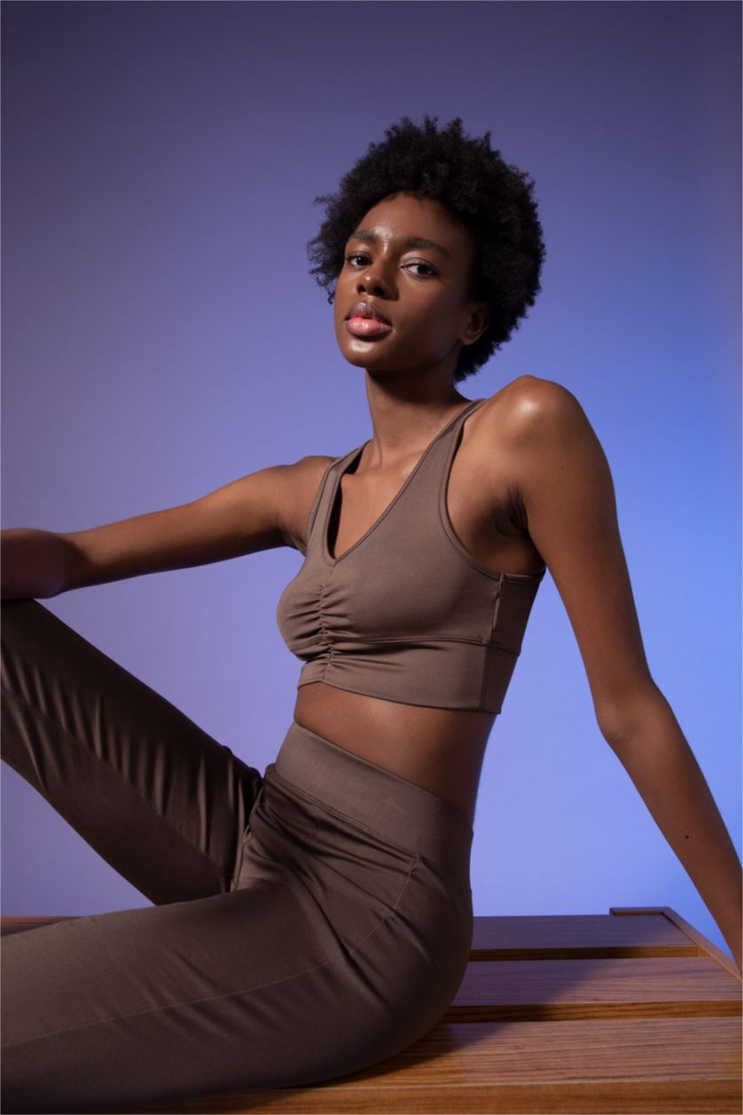 FEMME Marron Defacto Fit V Neck Athlète Athlète