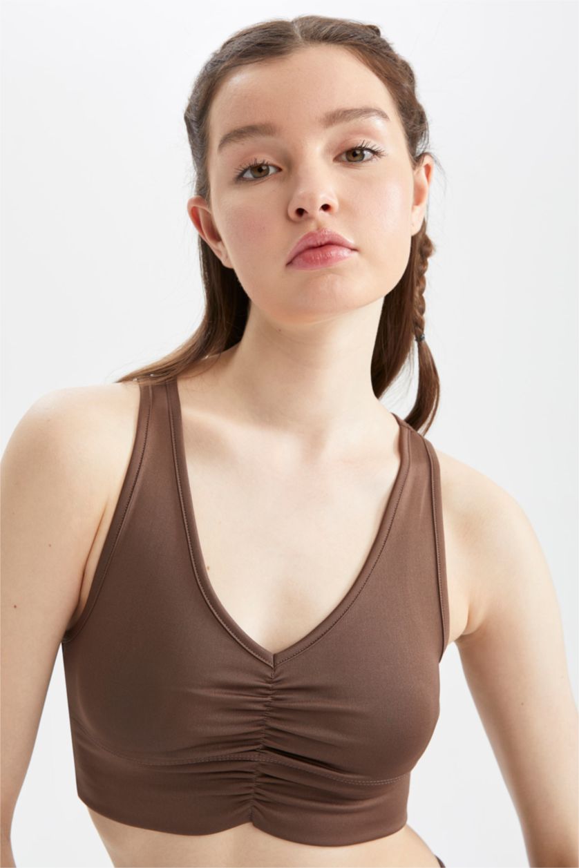 FEMME Marron Defacto Fit V Neck Athlète Athlète