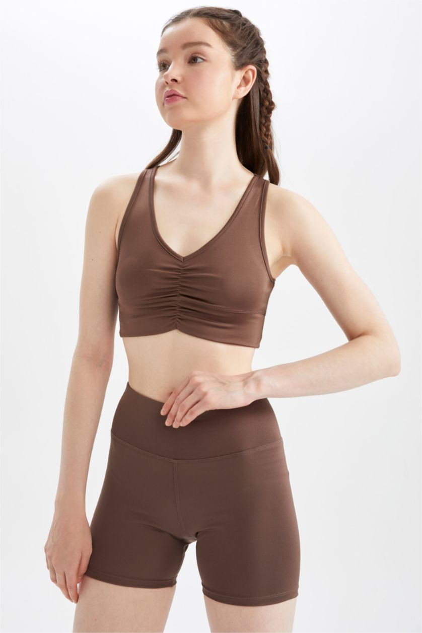 FEMME Marron Defacto Fit V Neck Athlète Athlète