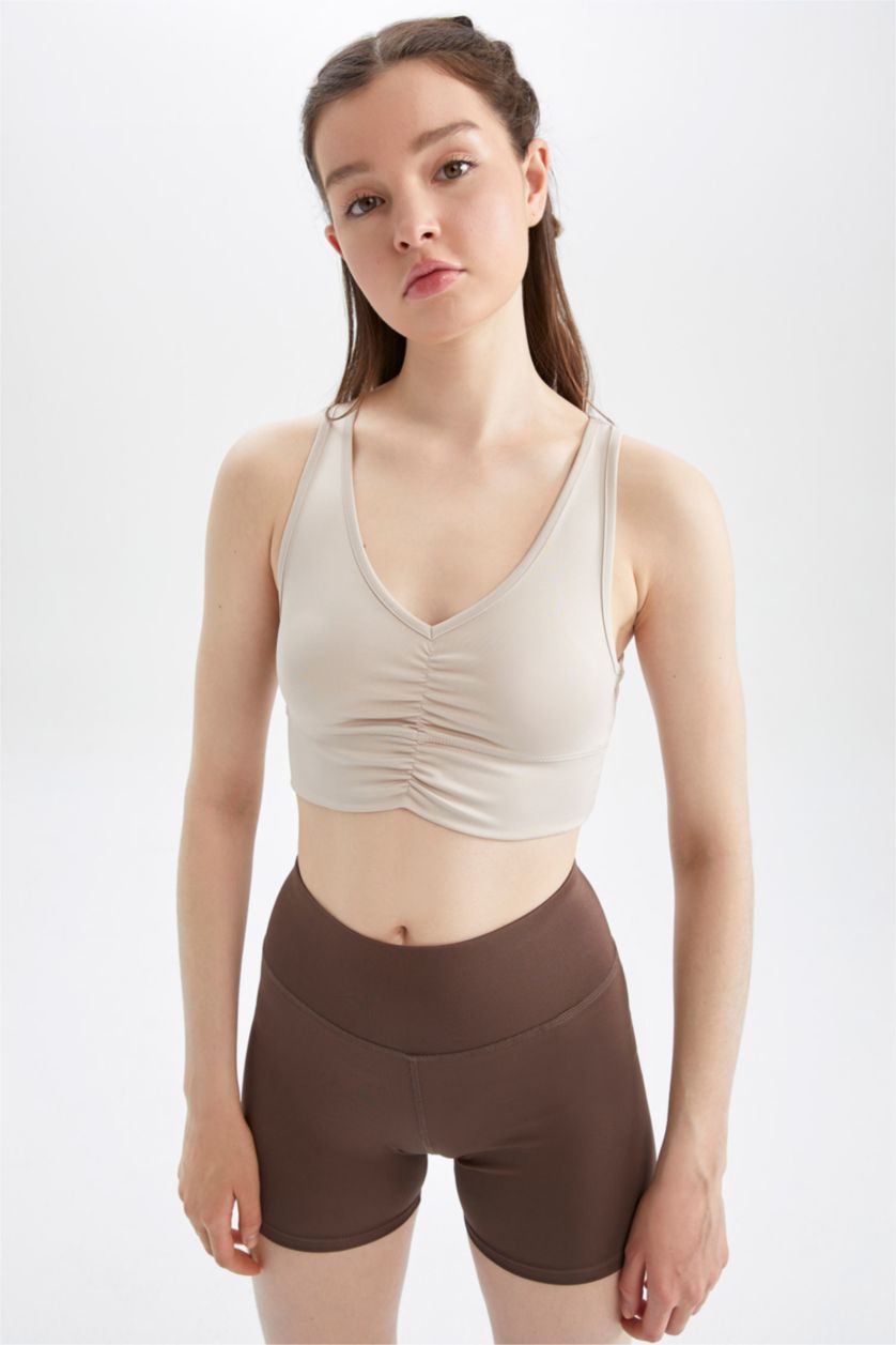 نساء حجري فاتح كروب توب بحمالات بياقة V