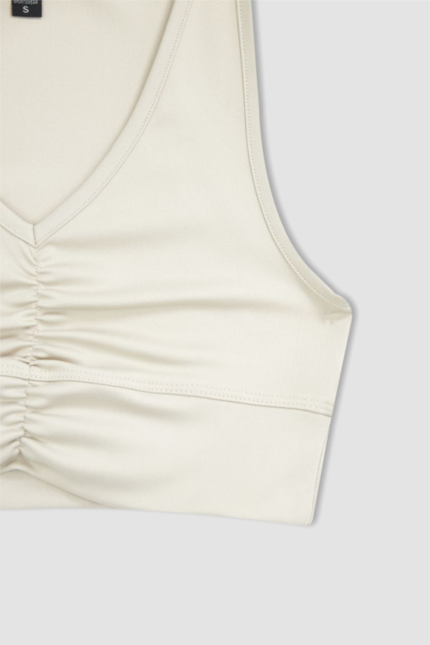 نساء حجري فاتح كروب توب بحمالات بياقة V