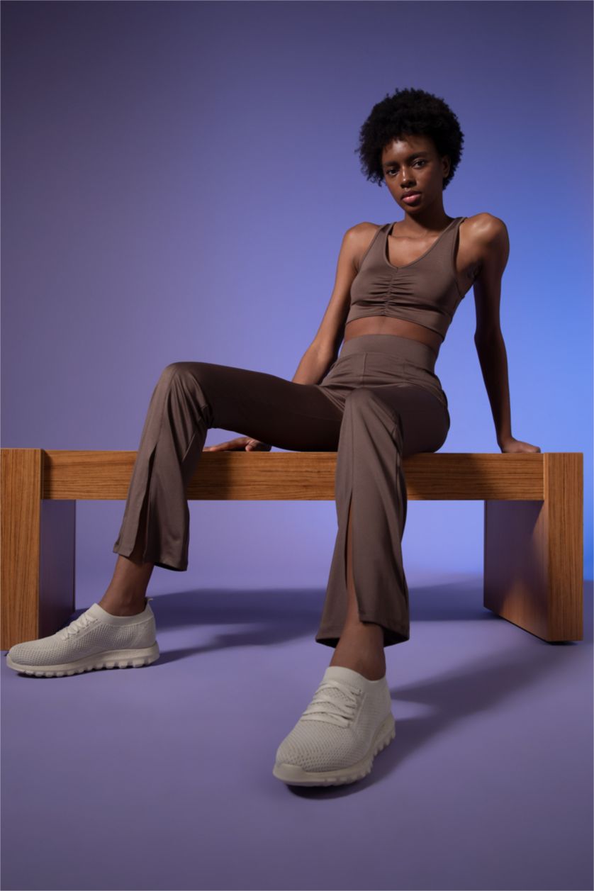 FEMME Marron Defacto Fit Pantalon de leggings espagnol avec fentes sur les jambes