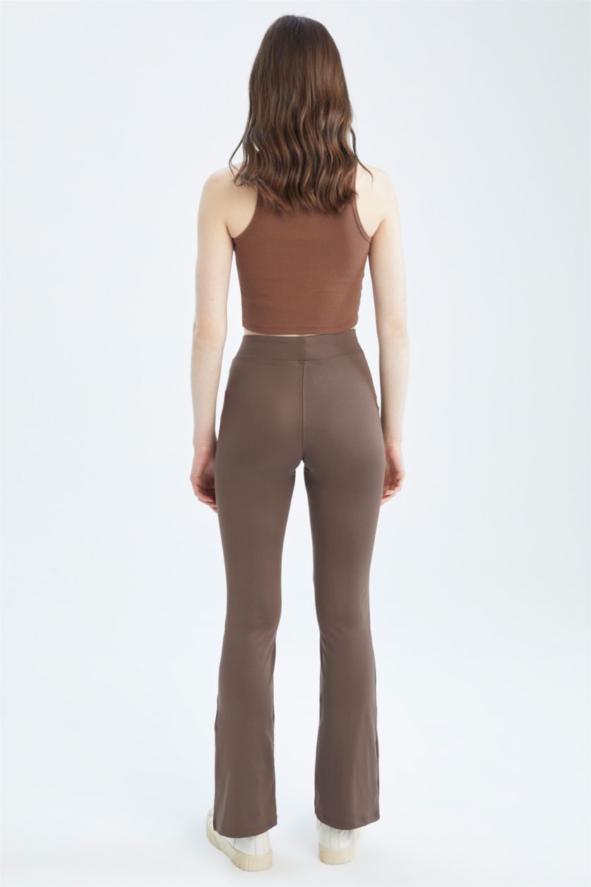 FEMME Marron Defacto Fit Pantalon de leggings espagnol avec fentes sur les jambes