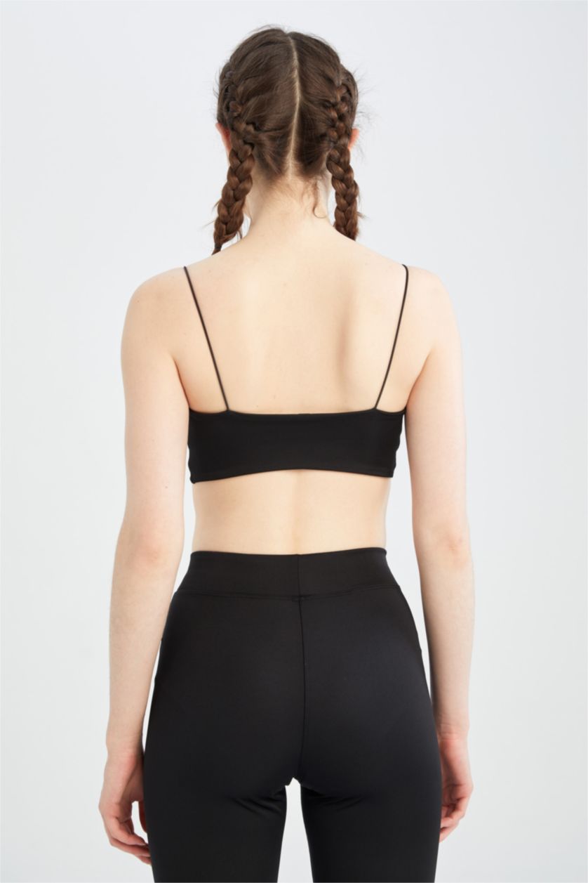 FEMME Noir Defacto Fit - Crop top à col ras du cou et bretelles en corde