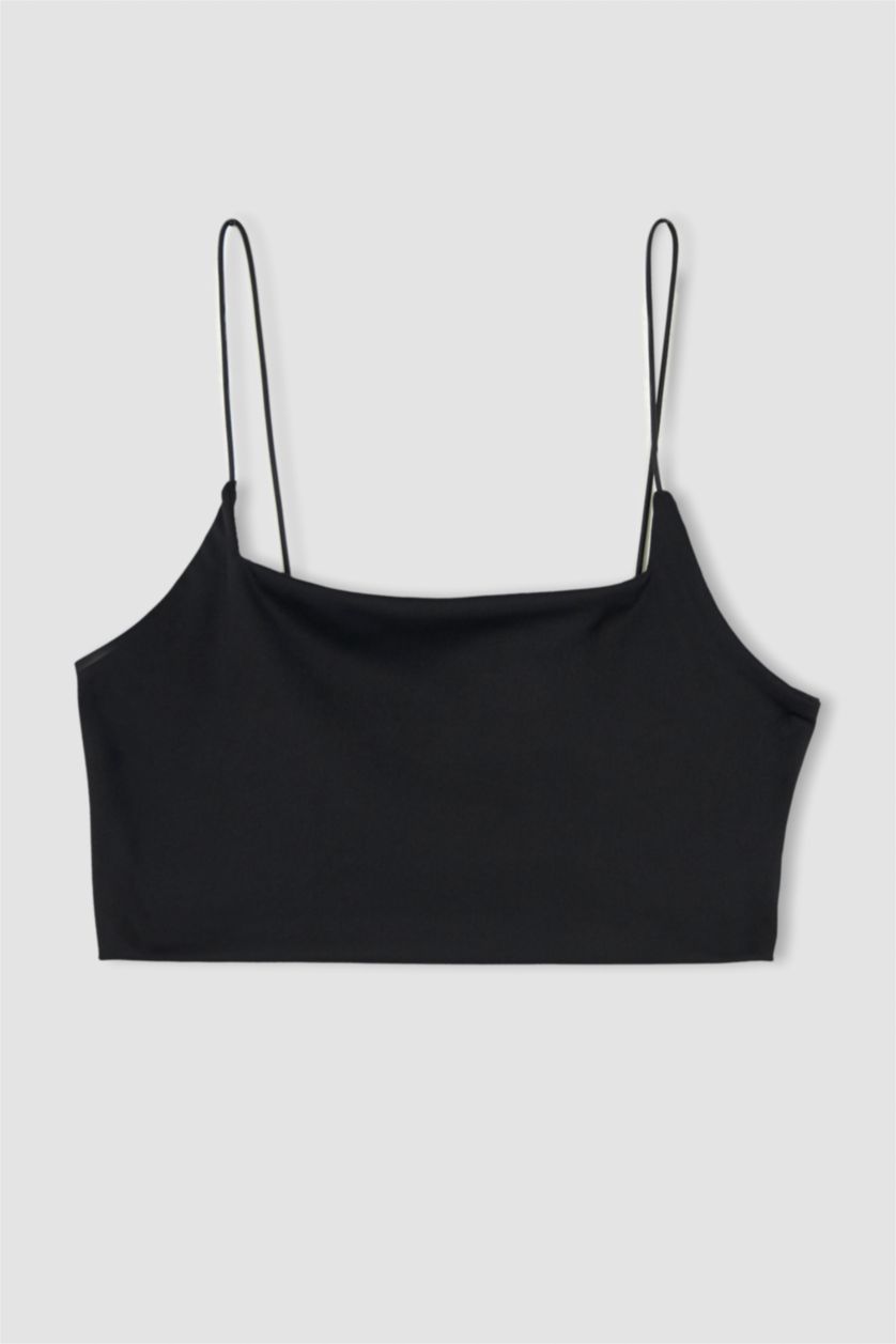 FEMME Noir Defacto Fit - Crop top à col ras du cou et bretelles en corde