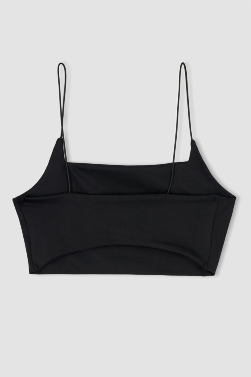 FEMME Noir Defacto Fit - Crop top à col ras du cou et bretelles en corde