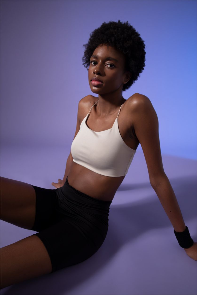 WOMAN Light Stone Defacto Fit Crew Neck Rope Strap Crop Top