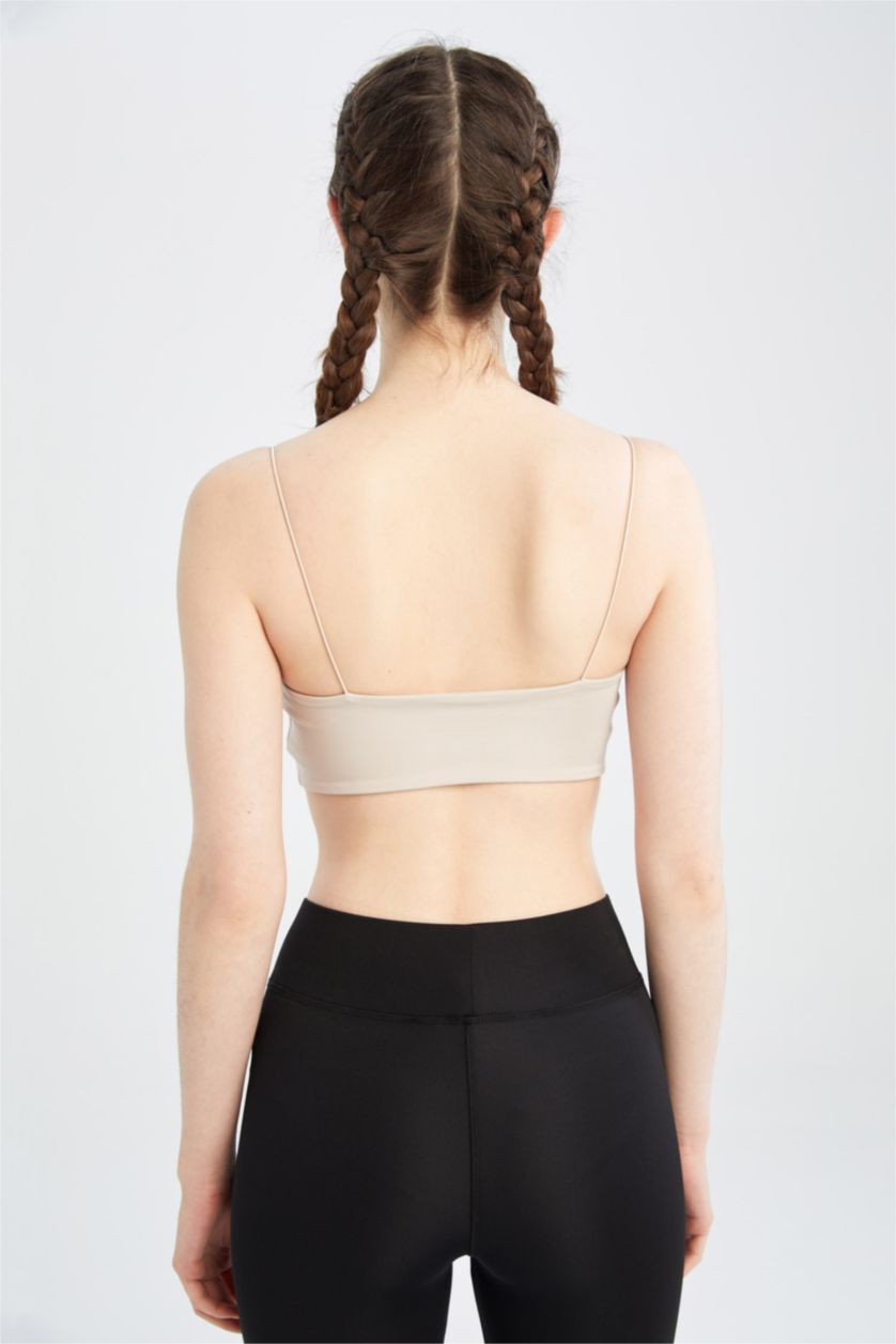 WOMAN Light Stone Defacto Fit Crew Neck Rope Strap Crop Top