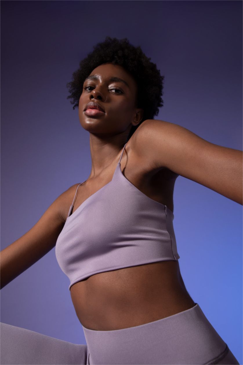 WOMAN Lilac Defacto Fit Crew Neck Rope Strap Crop Top