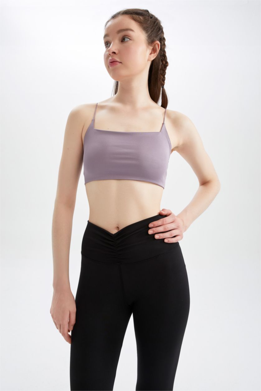 WOMAN Lilac Defacto Fit Crew Neck Rope Strap Crop Top