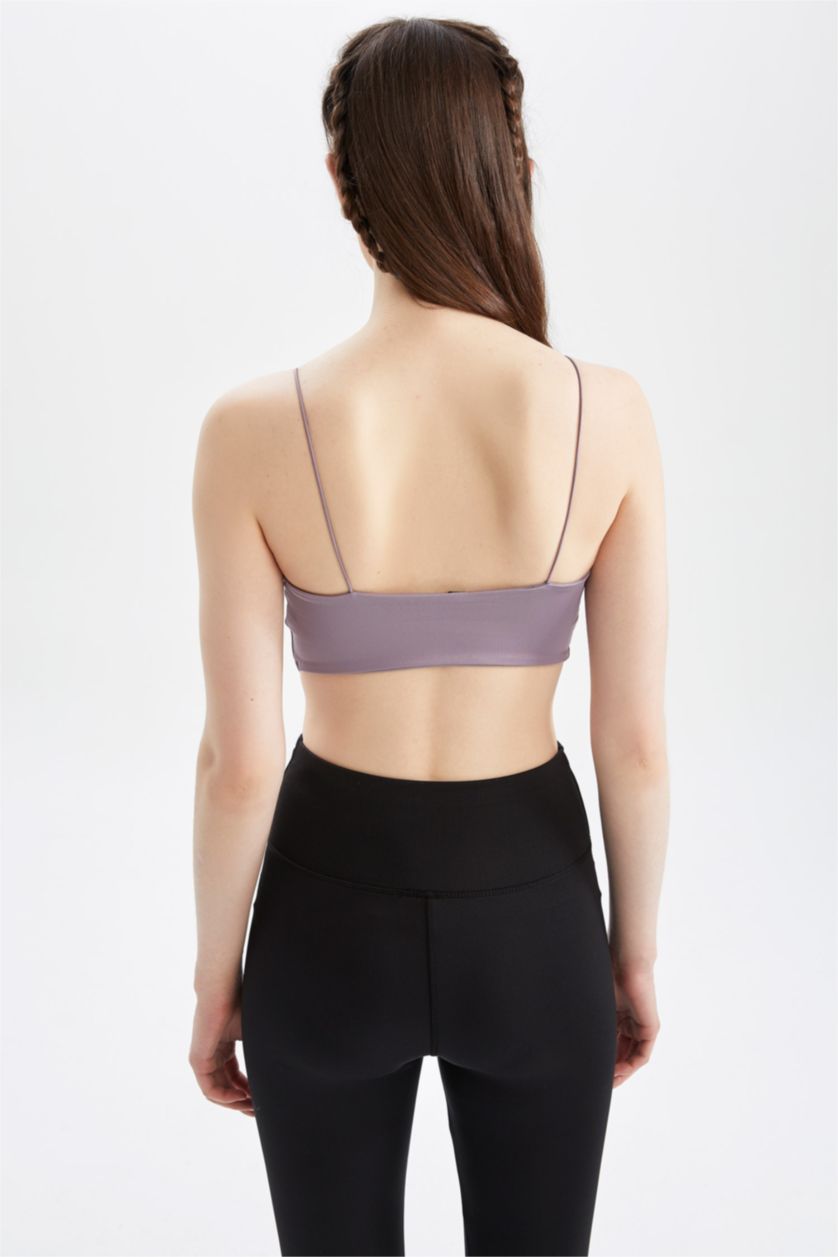 WOMAN Lilac Defacto Fit Crew Neck Rope Strap Crop Top