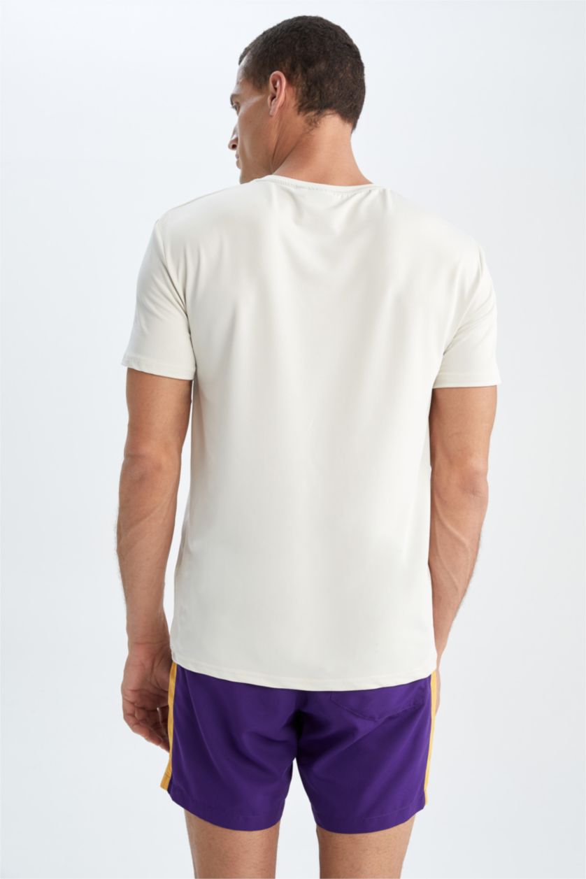 HOMME Beige Defacto Fit NBA Los Angeles Lakers T-shirt coupe régulière sous licence