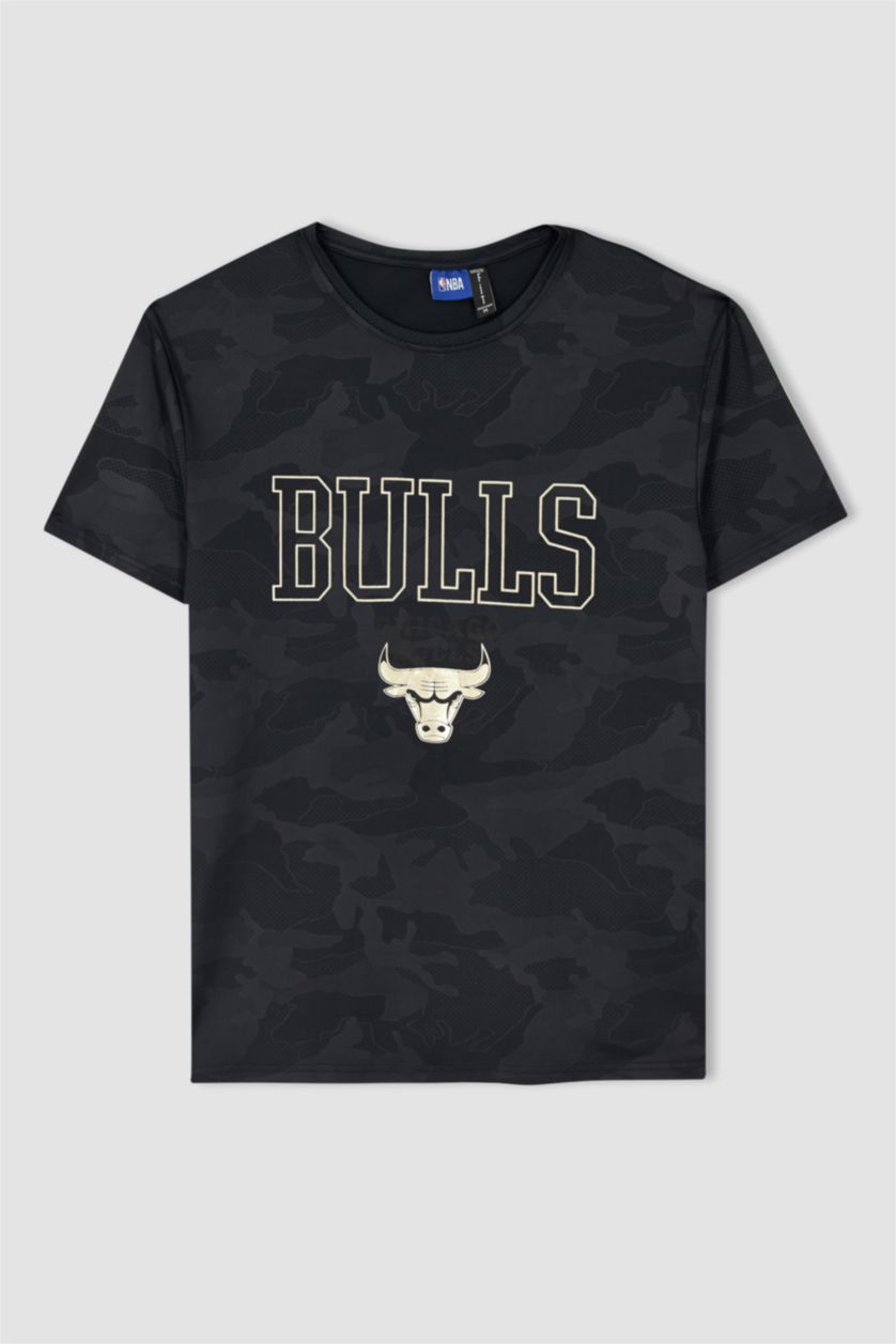 HOMME Noir T shirt Coupe Régulière NBA Chicago Bulls